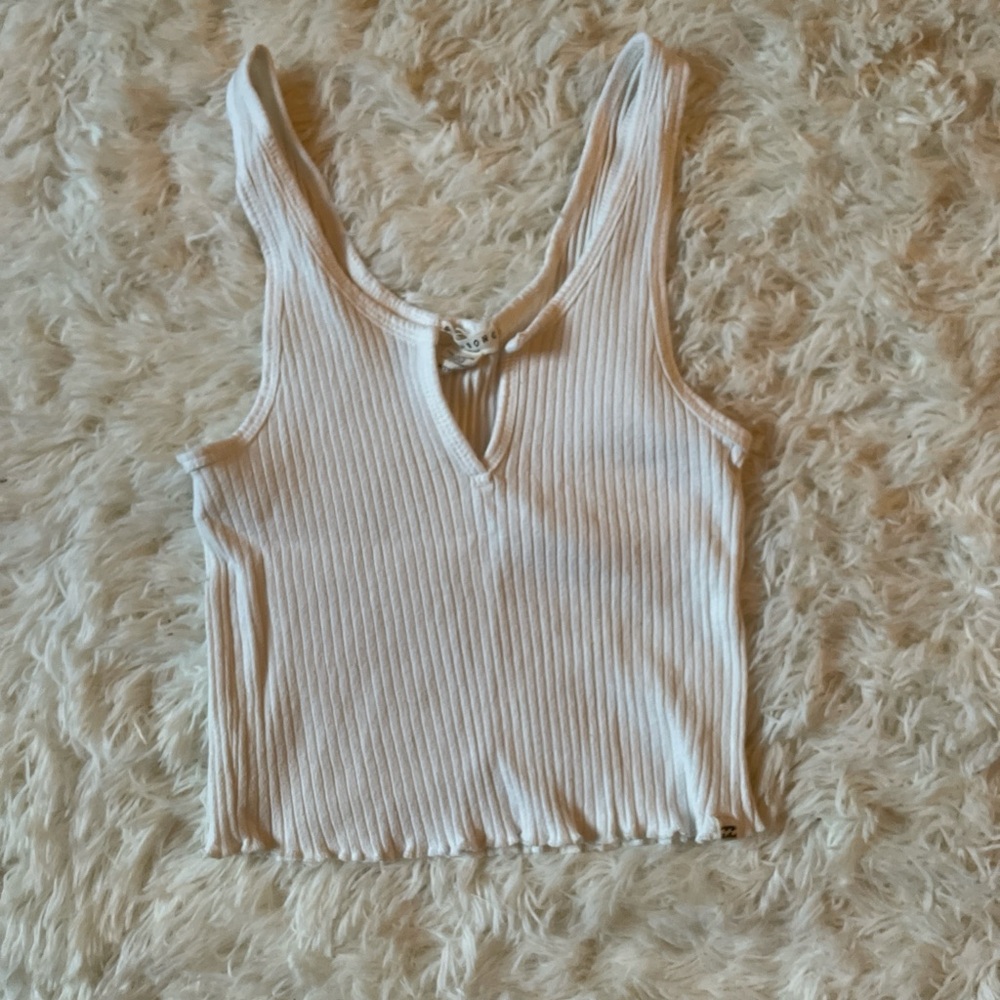 Billabong White Ribbed Crop Top